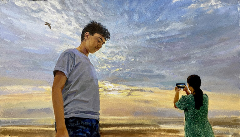 Sunset, Old Hunstanton by Paul Regan, Acrylic on paper