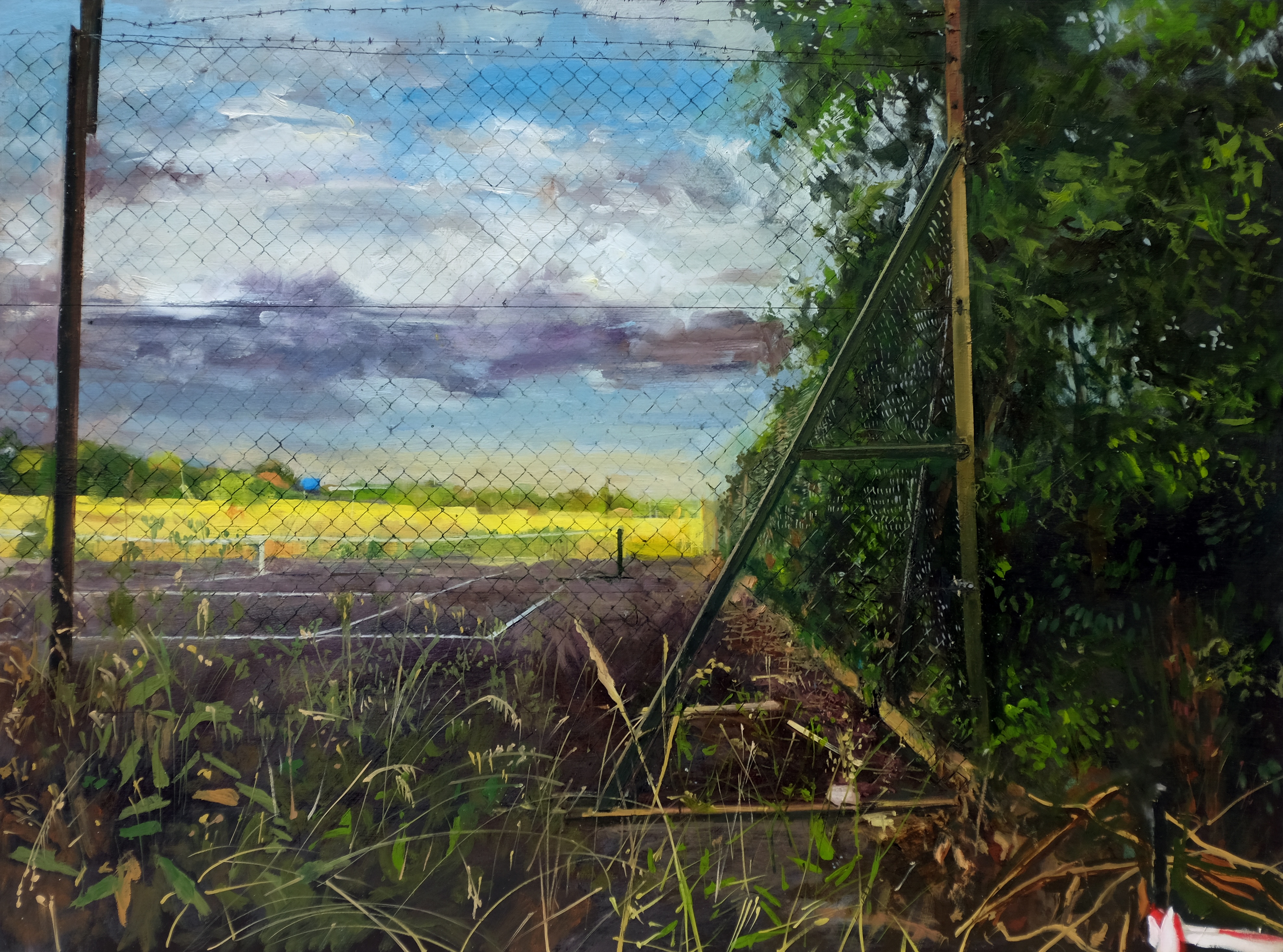 Four stages of a painting: Tennis Court